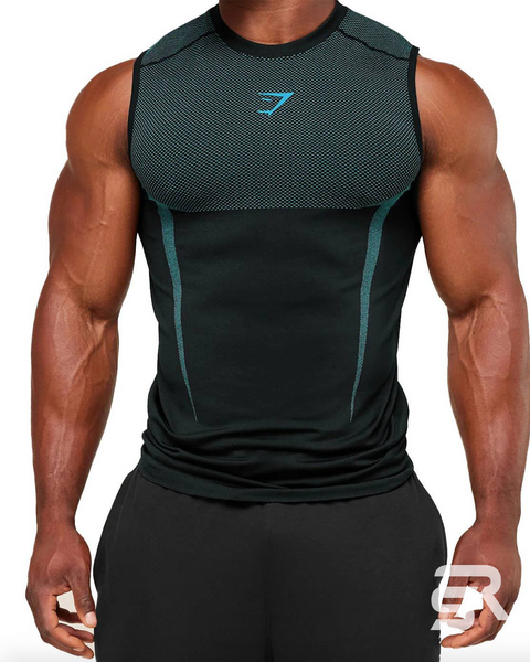 Чоловічий спортивний комплект 2 в 1 Gymshark чорний з зеленим принтом 2in1-018 фото